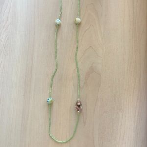 Handmade Seamist Beaded Necklace with Floral Translucent Marble Beads